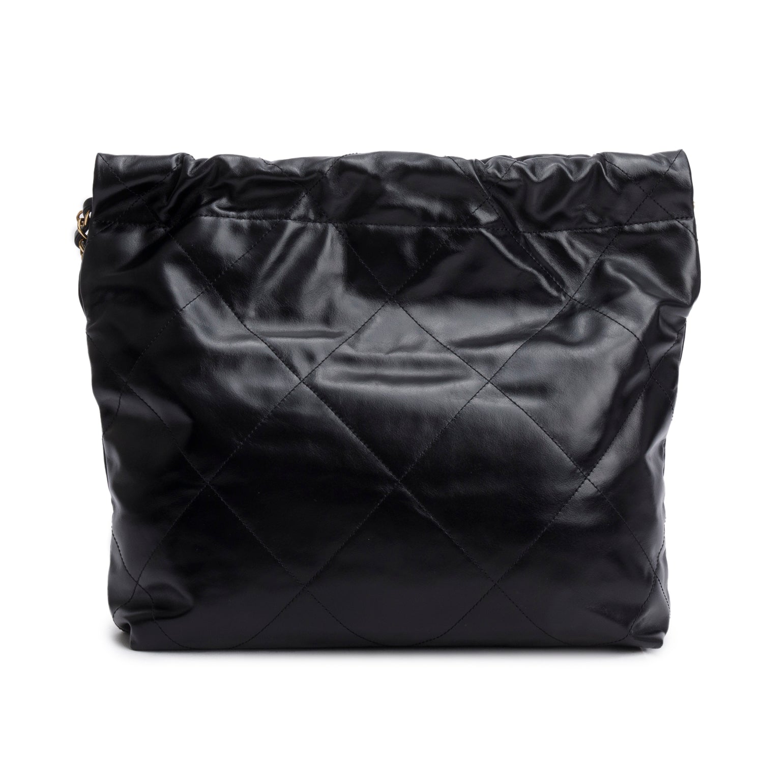 Chanel Black Shiny Calfskin Quilted Small 22 Hobo w/ Pouch & Box