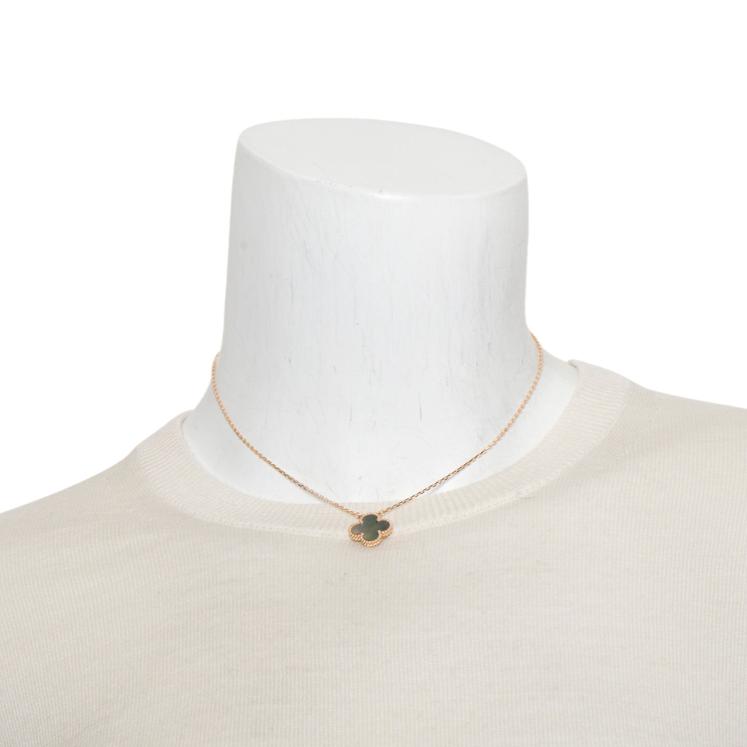 Van Cleef & Arpels 2024 18k Rose Gold Grey Mother of Pearl Vintage Alhambra Pendant Necklace w/ Pouch & Certificate