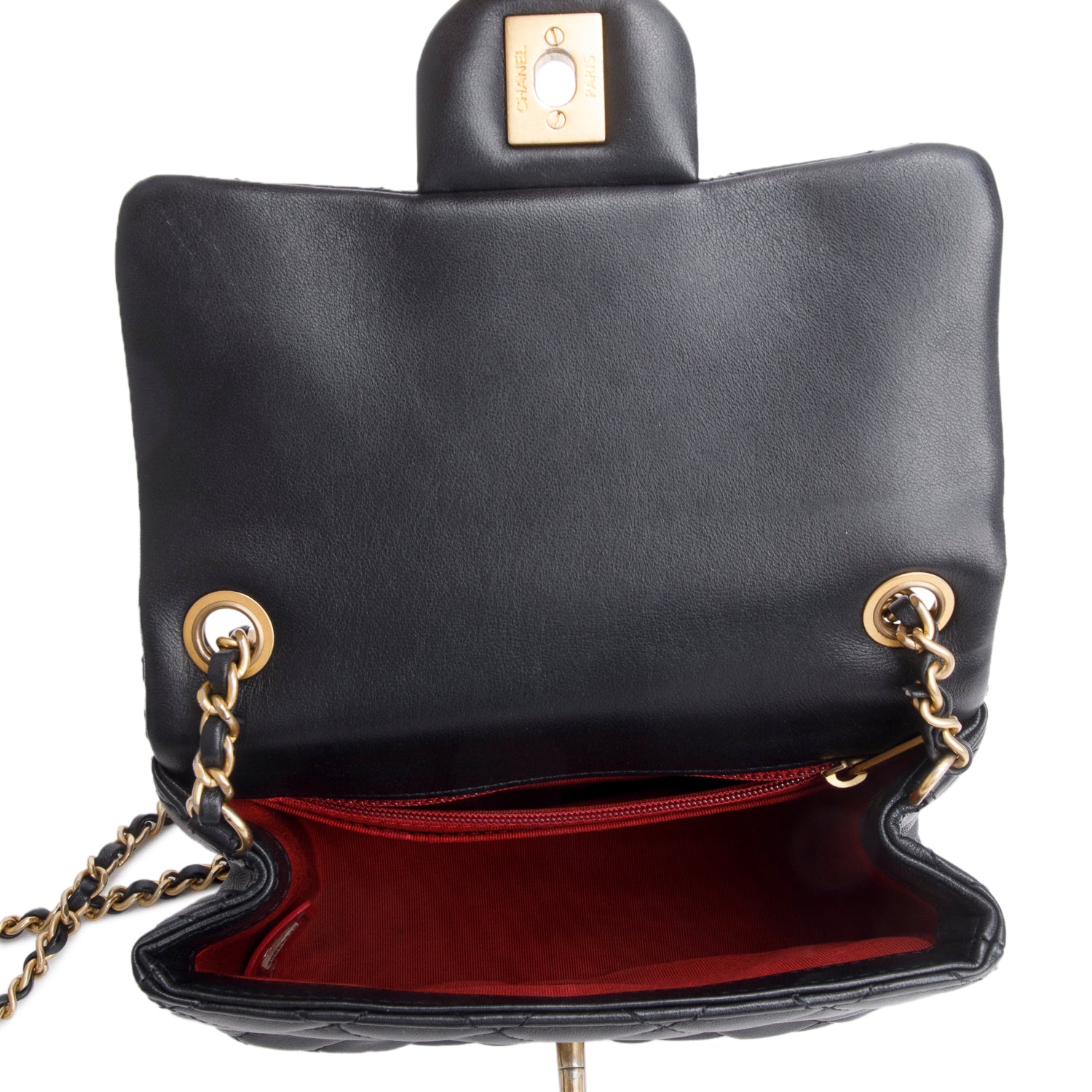 Chanel 2020 Black Lambskin Romance Mini Square Flap Bag w/ Box & Receipt