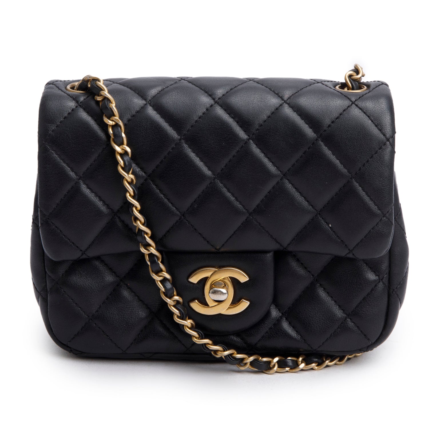Chanel 2020 Black Lambskin Romance Mini Square Flap Bag w/ Box & Receipt