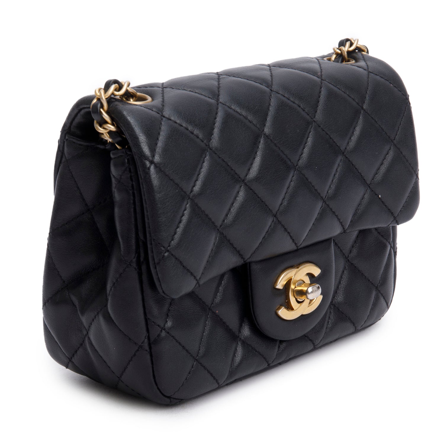 Chanel 2020 Black Lambskin Romance Mini Square Flap Bag w/ Box & Receipt