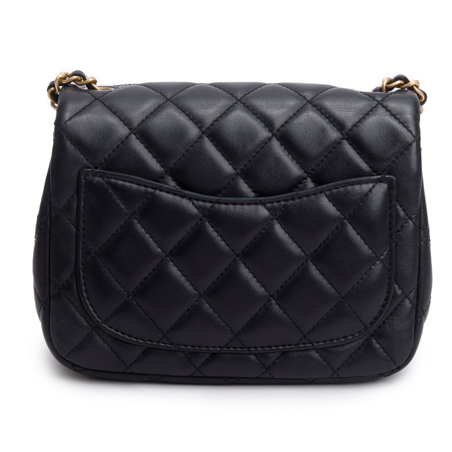 Chanel 2020 Black Lambskin Romance Mini Square Flap Bag w/ Box & Receipt