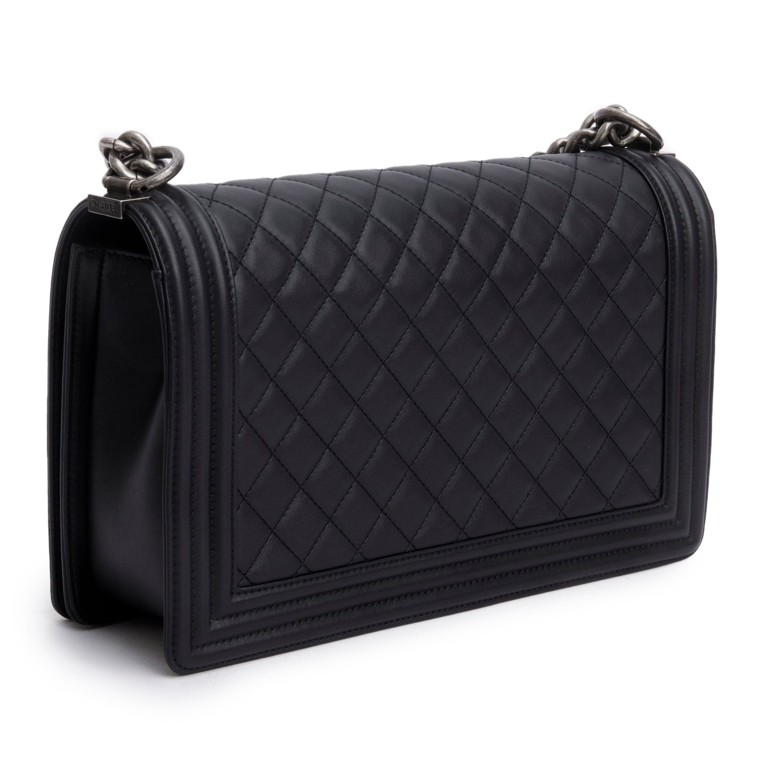 Chanel 2021 Black Quilted Lambskin Large Boy Bag w/ Box