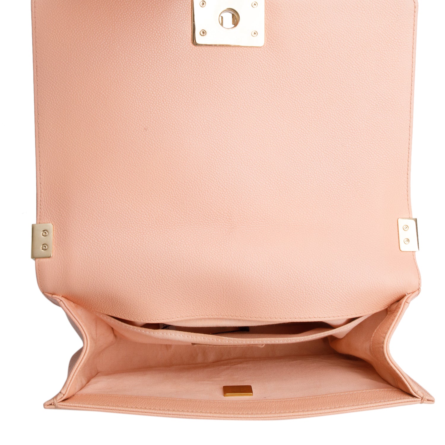 Chanel Peach Caviar Chevron Quilted Medium Boy Bag