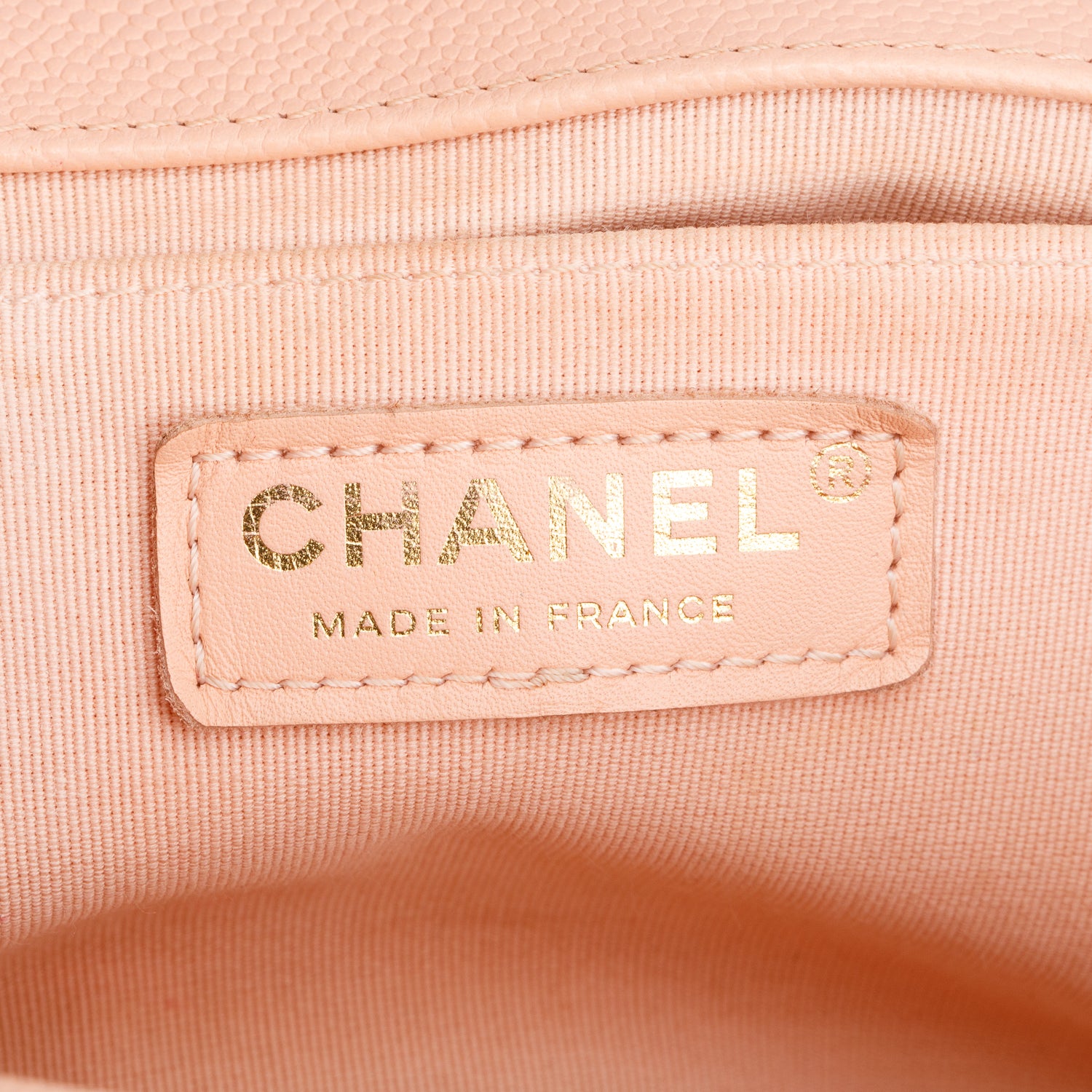 Chanel Peach Caviar Chevron Quilted Medium Boy Bag