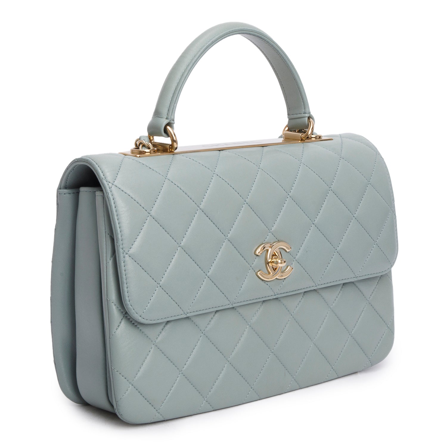 Chanel Blue Lambskin Quilted Large Trendy CC Dual Handle Flap w/ Receipt