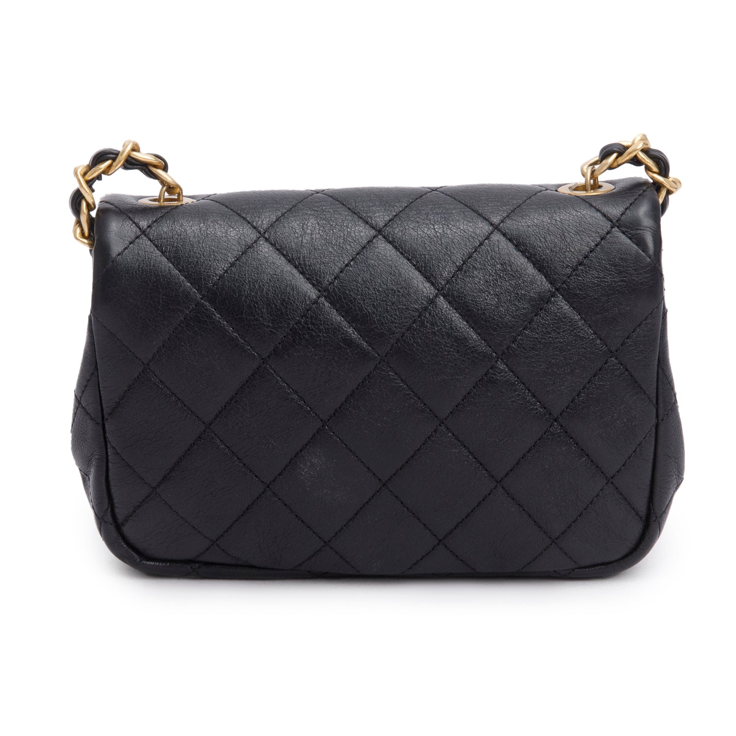 Chanel Black Calfskin Quilted Mini Pearl Side Flap Bag