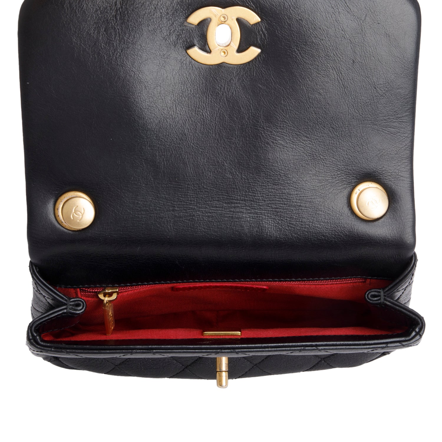 Chanel Black Calfskin Quilted Mini Pearl Side Flap Bag