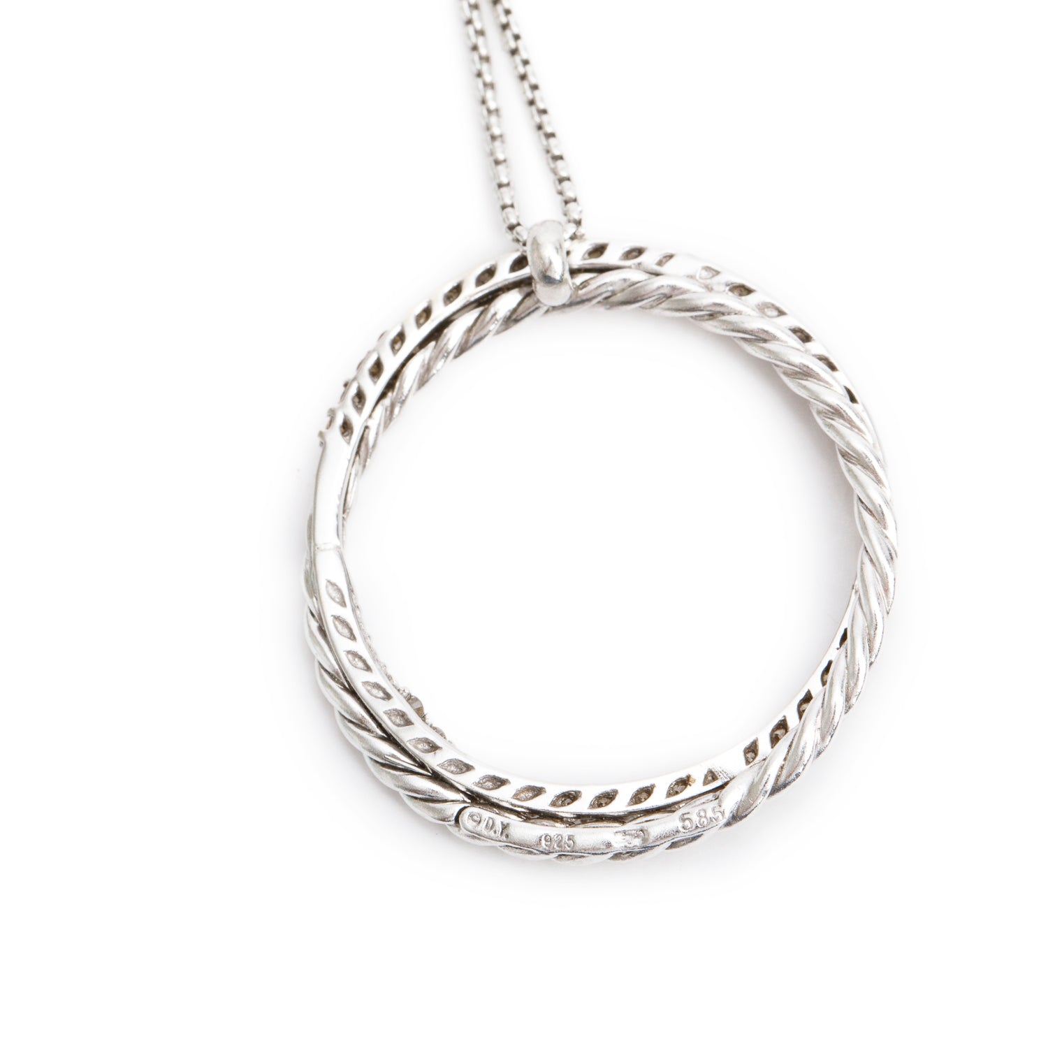 David Yurman Sterling Diamond Infinity Crossover Circle Pendant Necklace