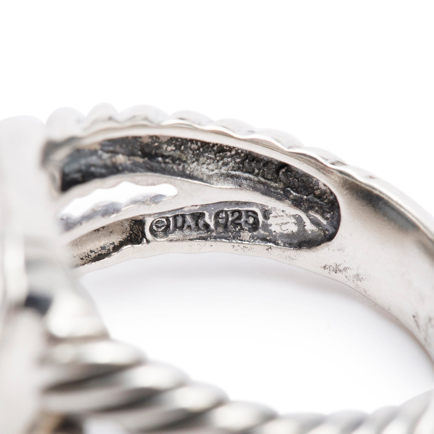 David Yurman Sterling Silver 11 MM Hematite & Diamond Albion Ring, Size 7.25