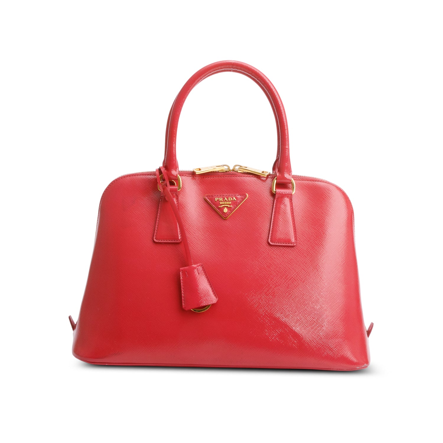 Prada Pink Medium Saffiano Vernice Promenade Tote w/ Strap & Authenticity Card