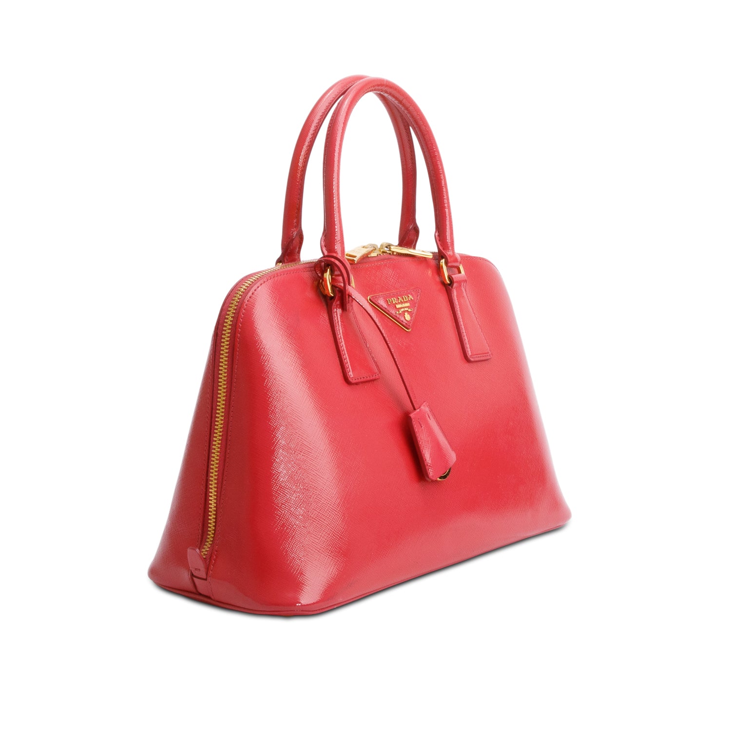 Prada Pink Medium Saffiano Vernice Promenade Tote w/ Strap & Authenticity Card