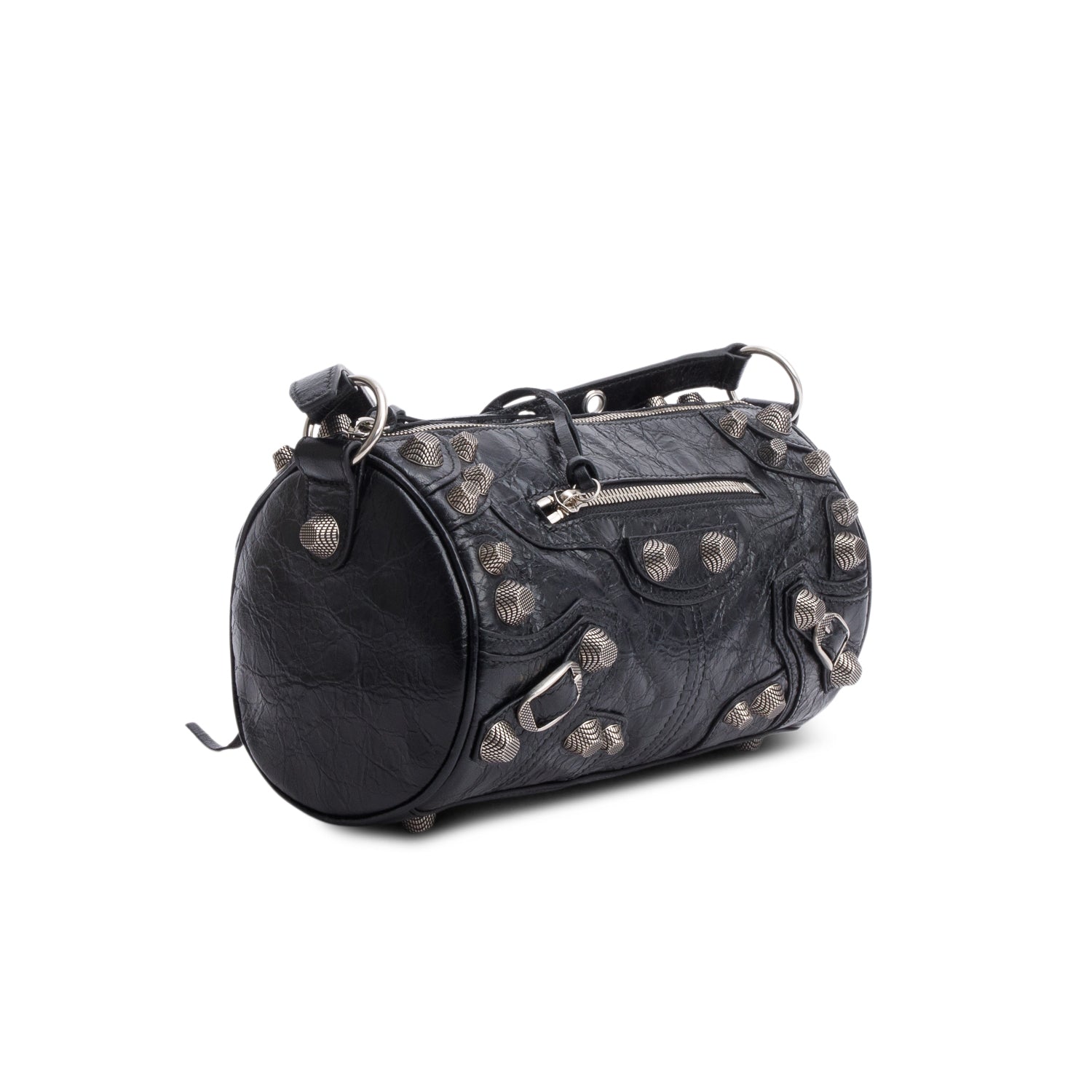 Balenciaga Black Agneau Arena Le Cagole Cylinder Bag