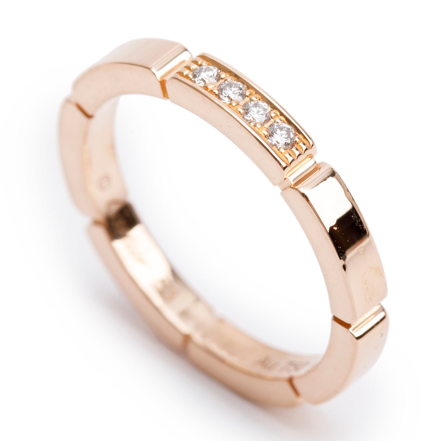 Cartier 2023 18k Rose Gold 4 Diamond Maillon Panthere 2.5 MM Wedding Band, Size 53 6.5 w/ Box, Receipt & Certificate