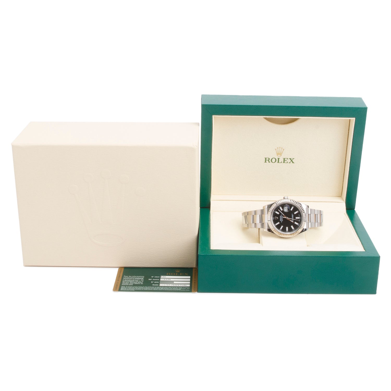 Rolex Stainless Steel Datejust II 41 MM Automatic Watch Black Dial 116334 w/ Box & Papers