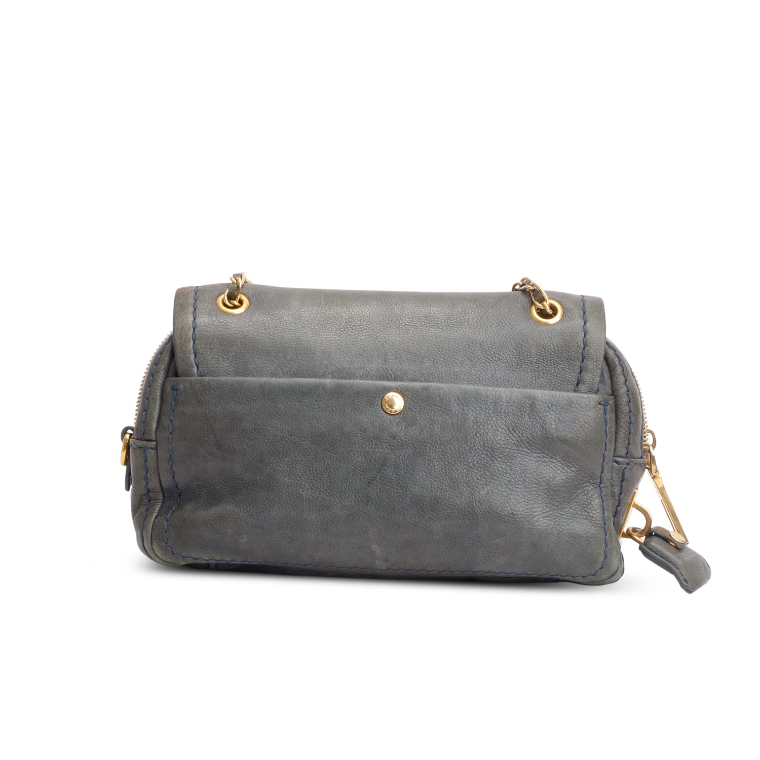 Prada Green Glace Calf Pushlock Chain Shoulder Bag