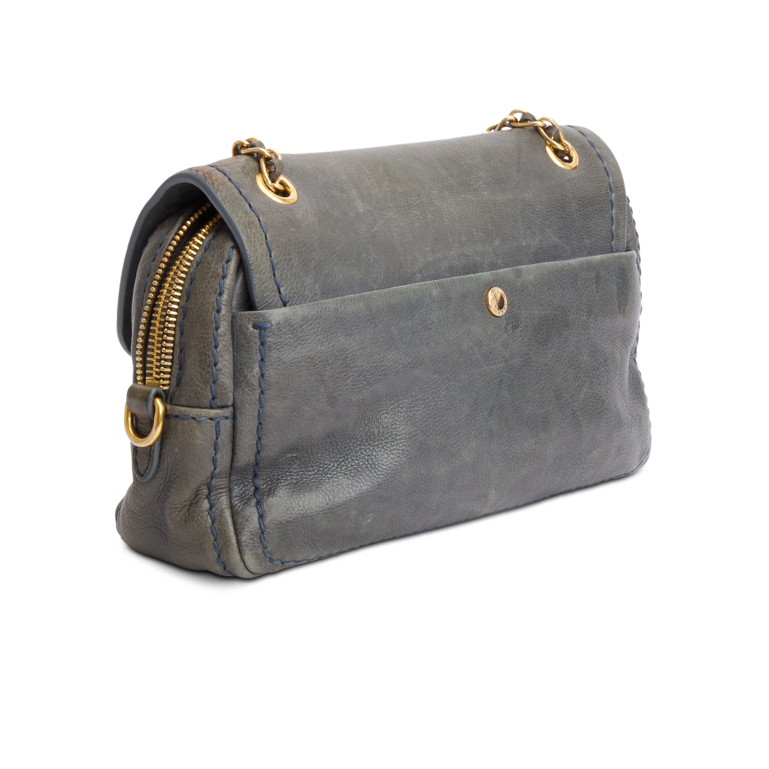 Prada Green Glace Calf Pushlock Chain Shoulder Bag