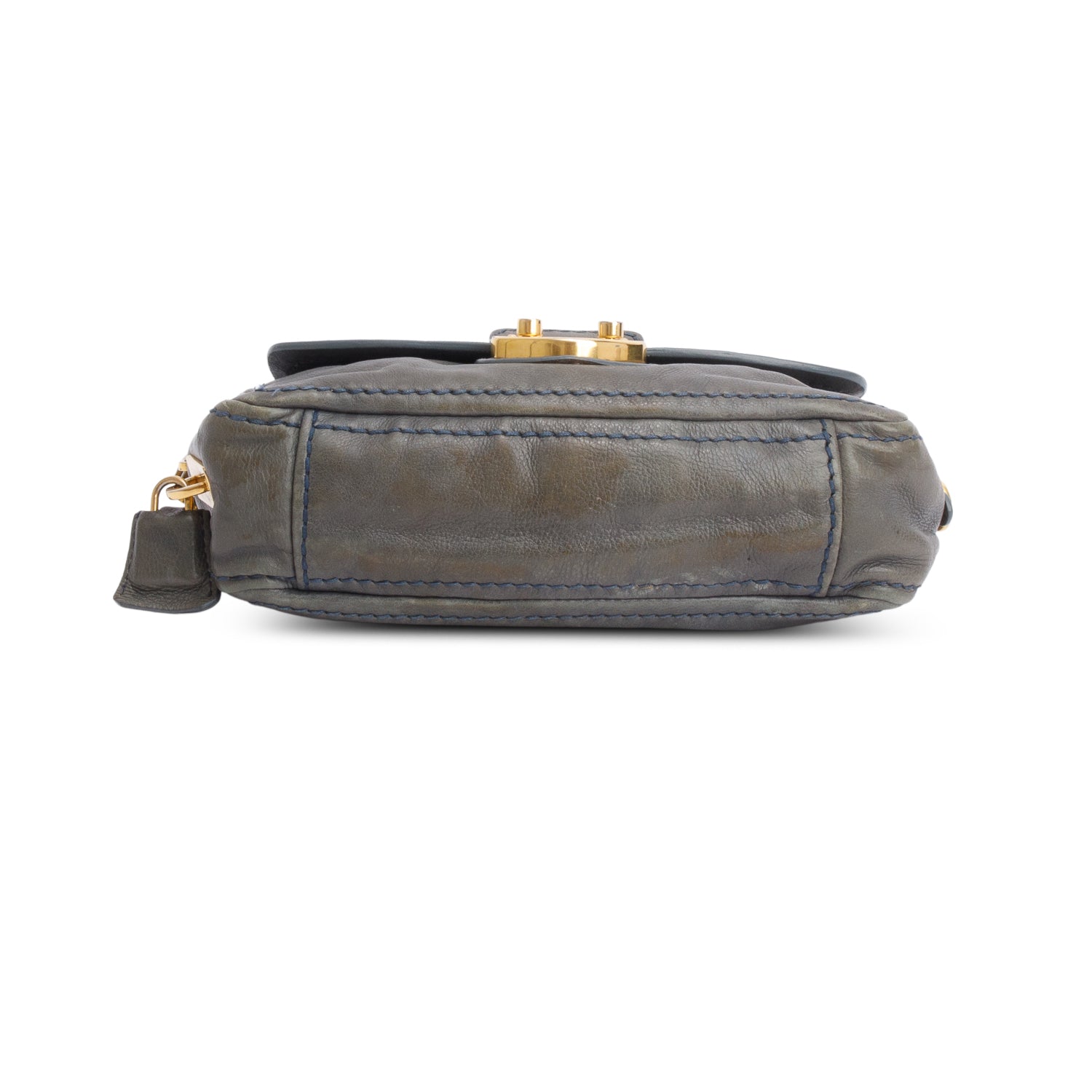 Prada Green Glace Calf Pushlock Chain Shoulder Bag