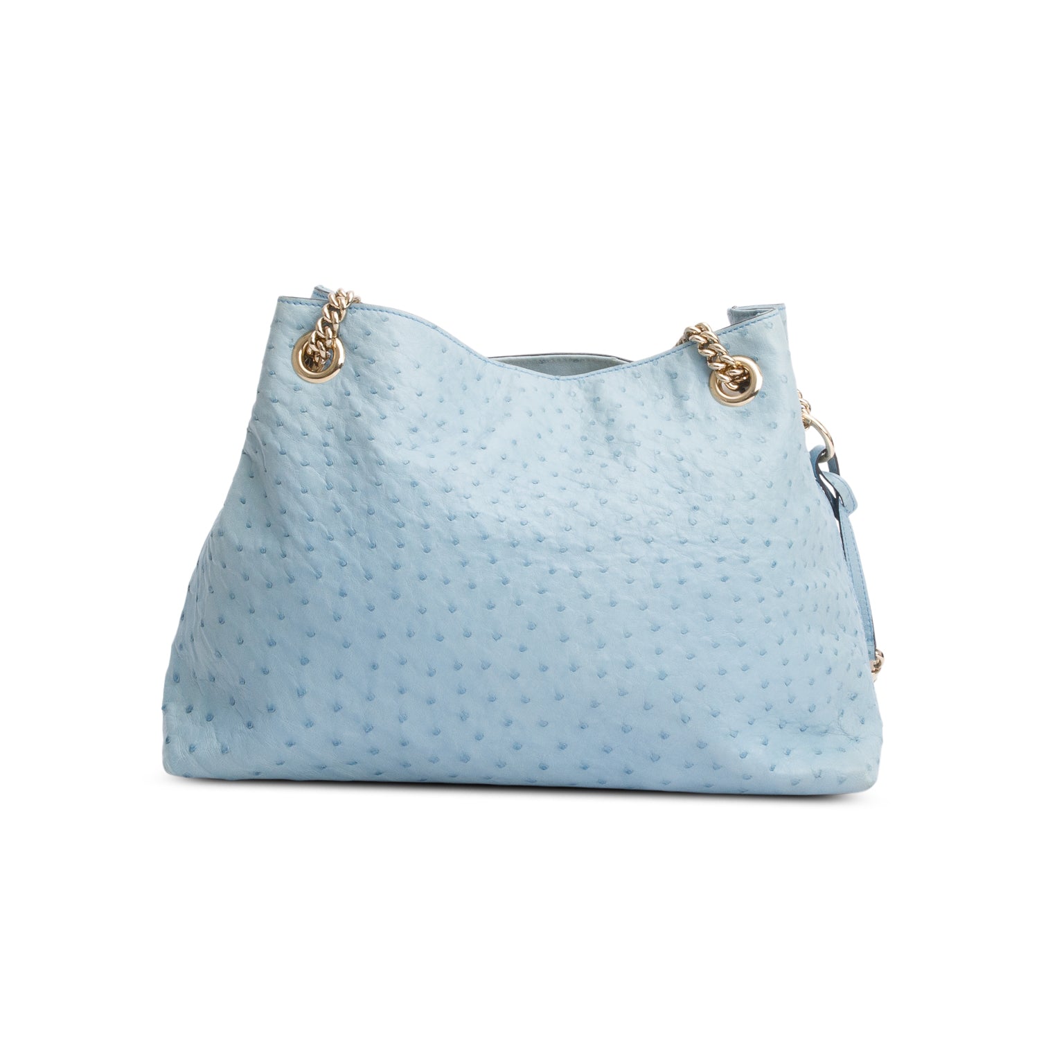 Gucci Blue Ostrich Medium Soho Chain Shoulder Bag