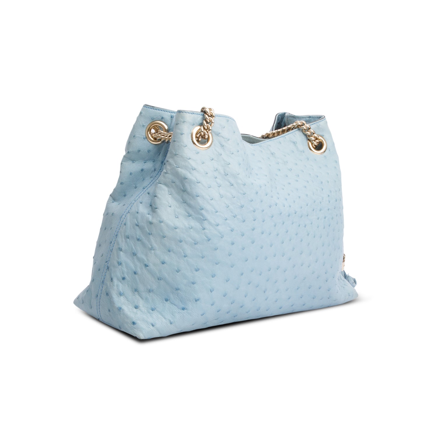 Gucci Blue Ostrich Medium Soho Chain Shoulder Bag