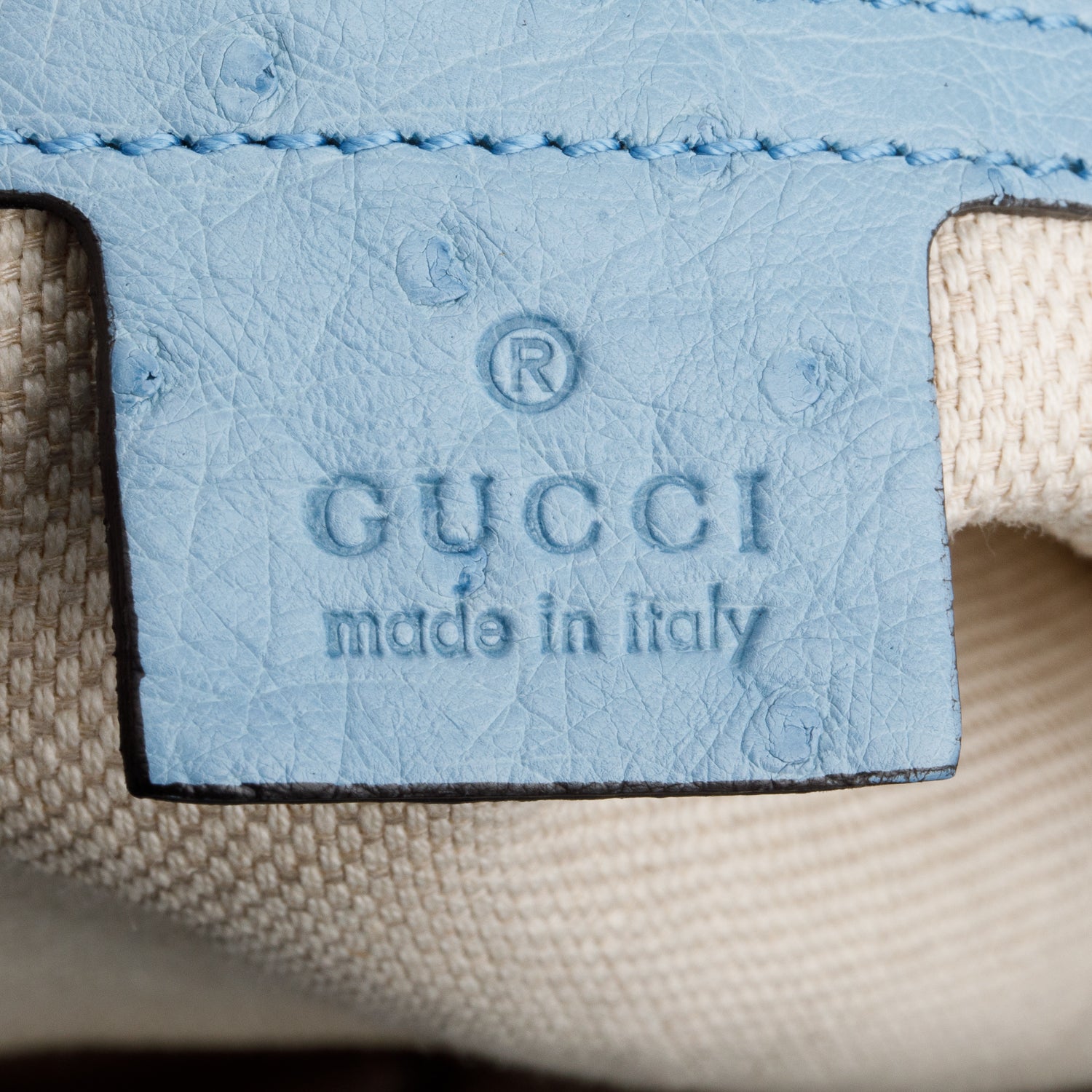 Gucci Blue Ostrich Medium Soho Chain Shoulder Bag