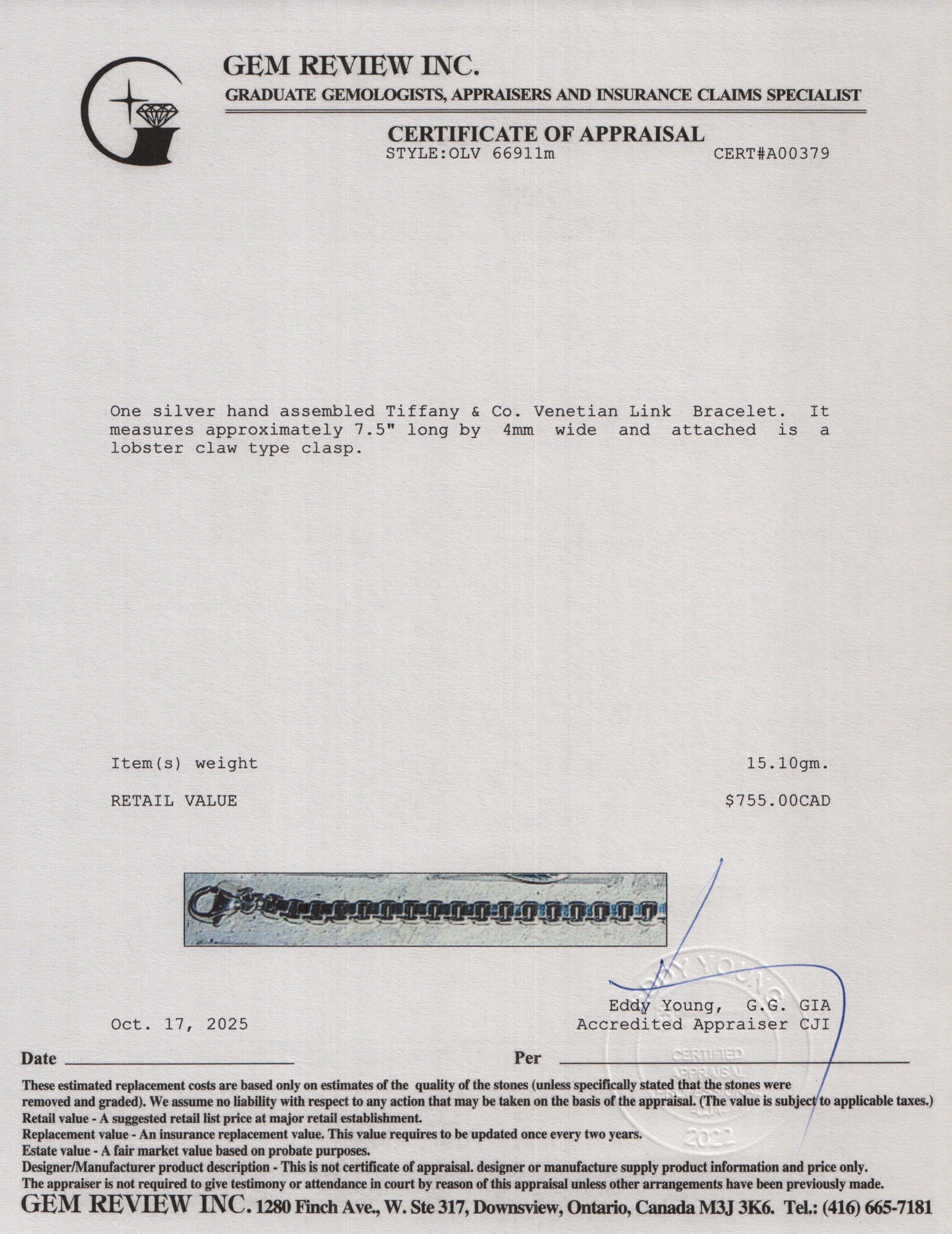 Tiffany & Co. Sterling Silver Venetian Link Bracelet