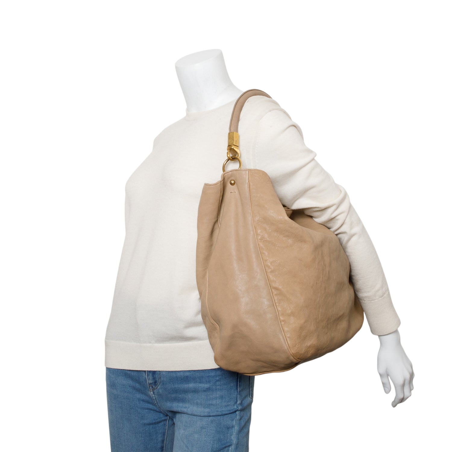 Saint Laurent Vintage Brown Leather Large Roady Hobo