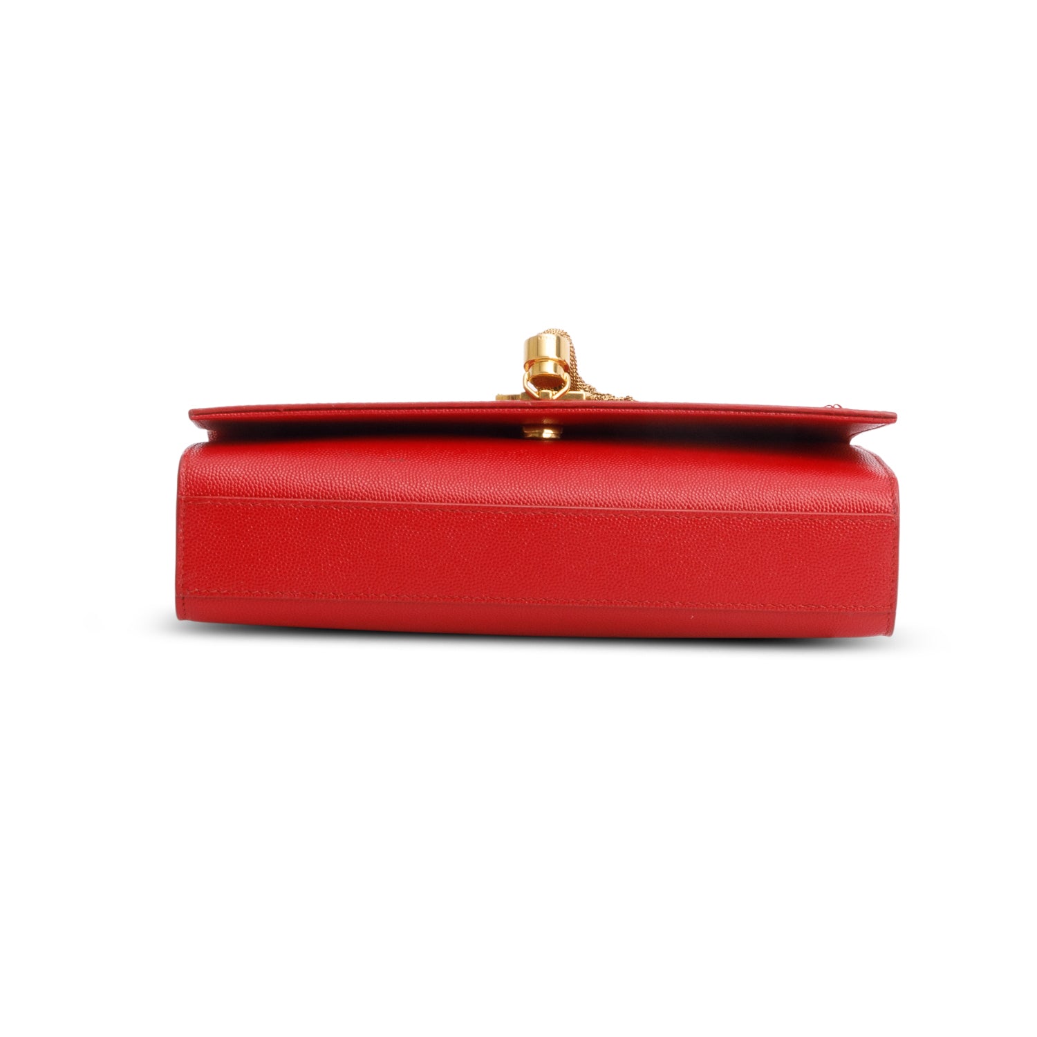 Saint Laurent Red Grain De Poudre Leather Medium Classic Monogram Kate Tassel Chain Bag