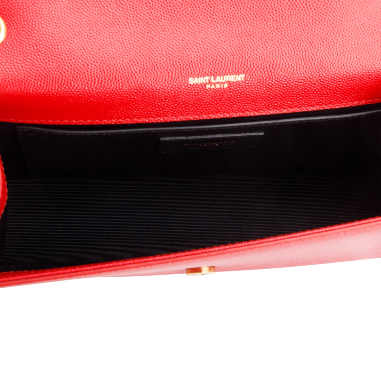 Saint Laurent Red Grain De Poudre Leather Medium Classic Monogram Kate Tassel Chain Bag