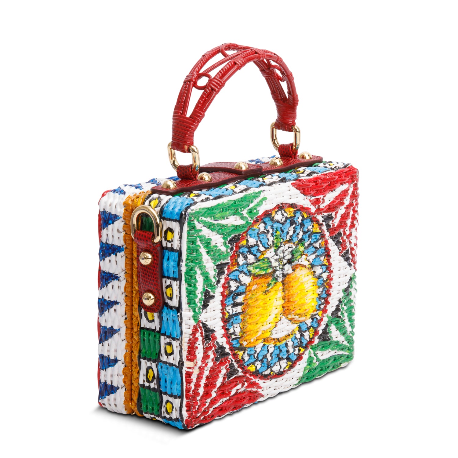 Dolce & Gabbana Multicolor Painted Wicker Box Bag w/ Box, Strap & Authenticity Card