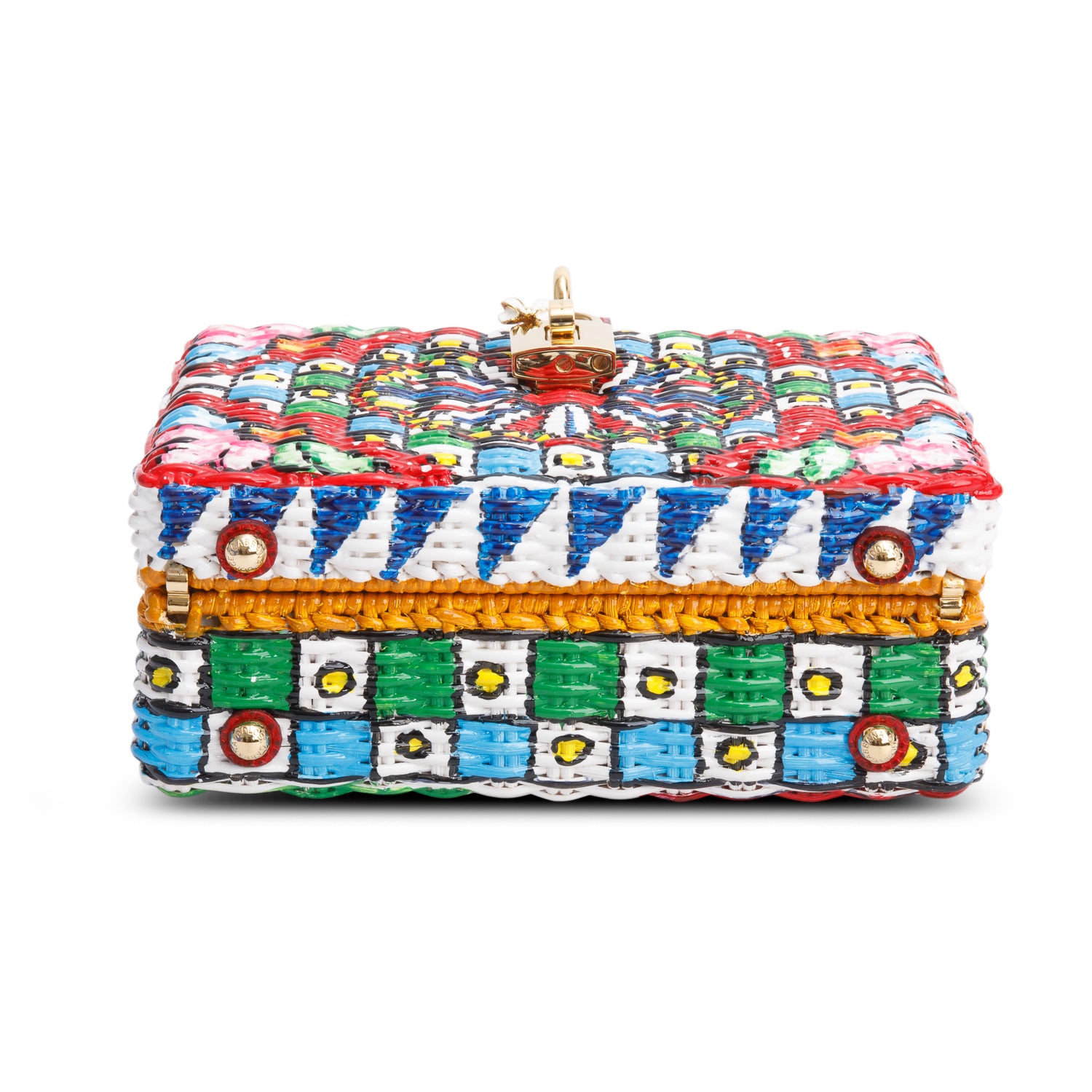 Dolce & Gabbana Multicolor Painted Wicker Box Bag w/ Box, Strap & Authenticity Card