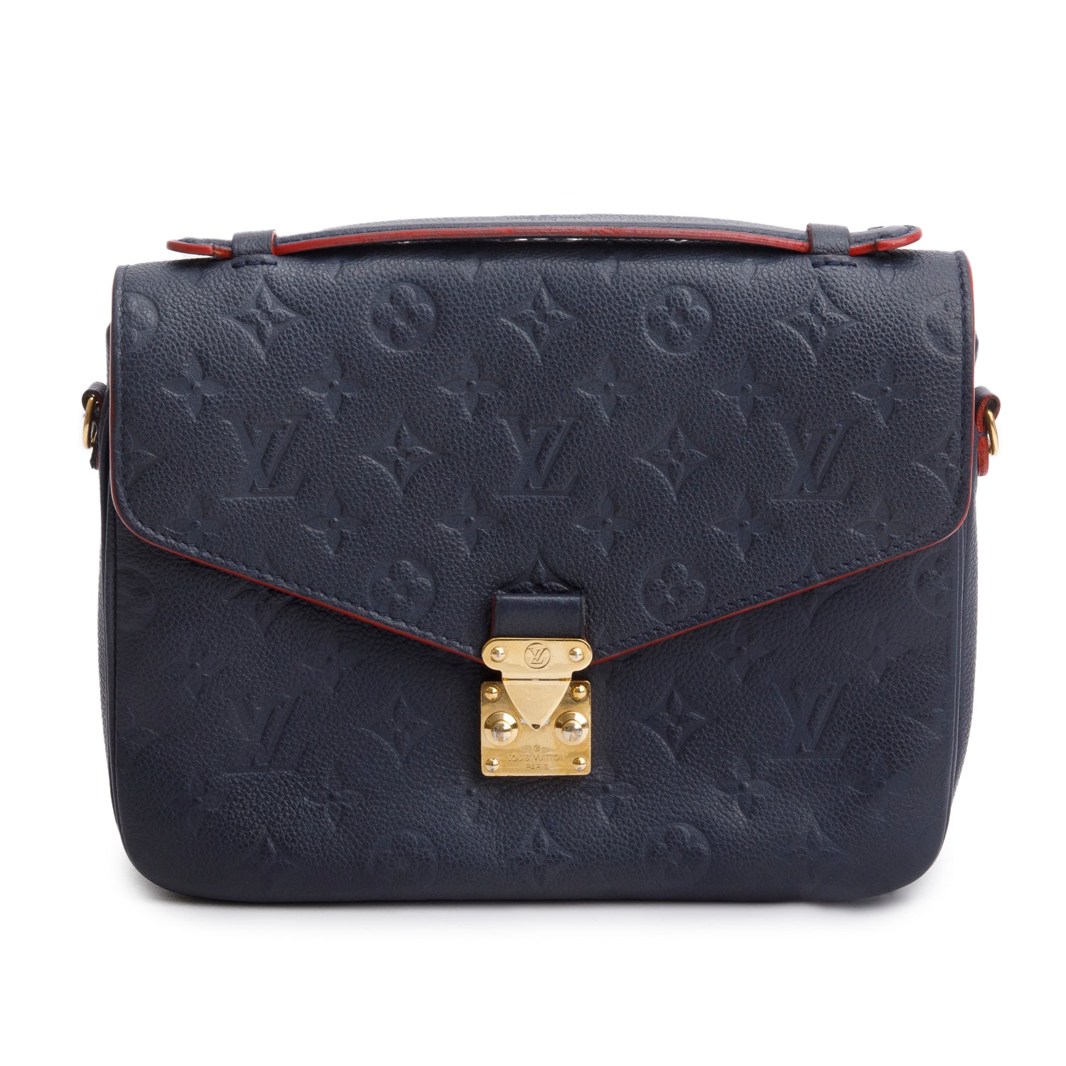 Louis Vuitton Navy Monogram Empreinte Leather Pochette Metis w/ Box & Strap