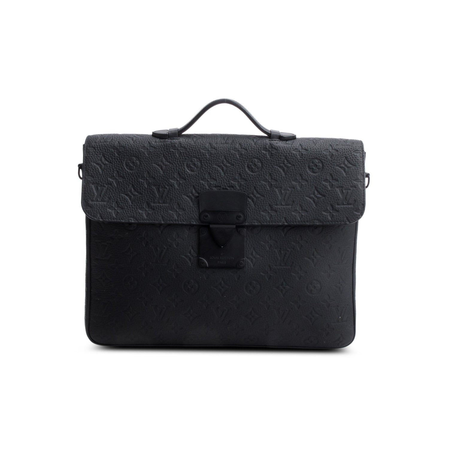 Louis Vuitton Black Taurillon Monogram S Lock Briefcase w/ Strap