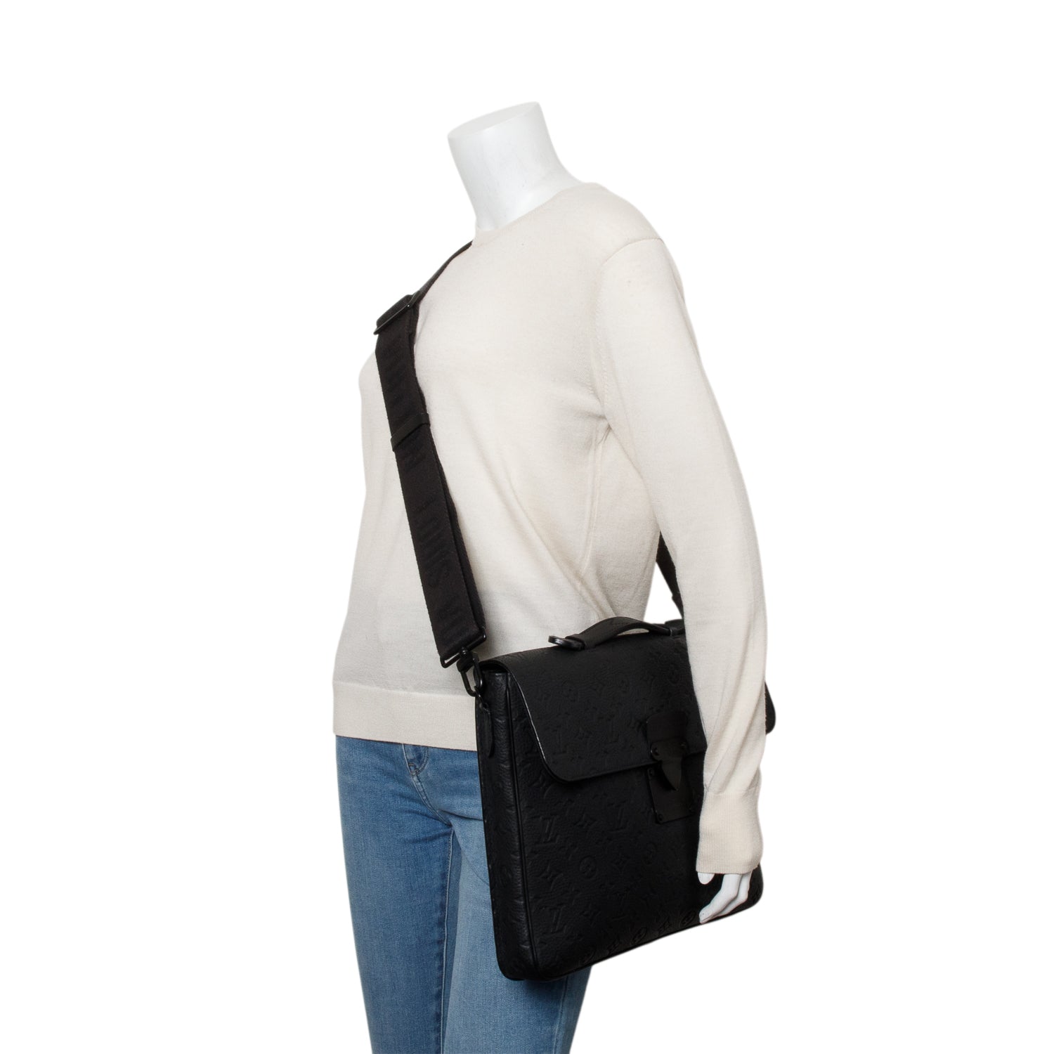 Louis Vuitton Black Taurillon Monogram S Lock Briefcase w/ Strap