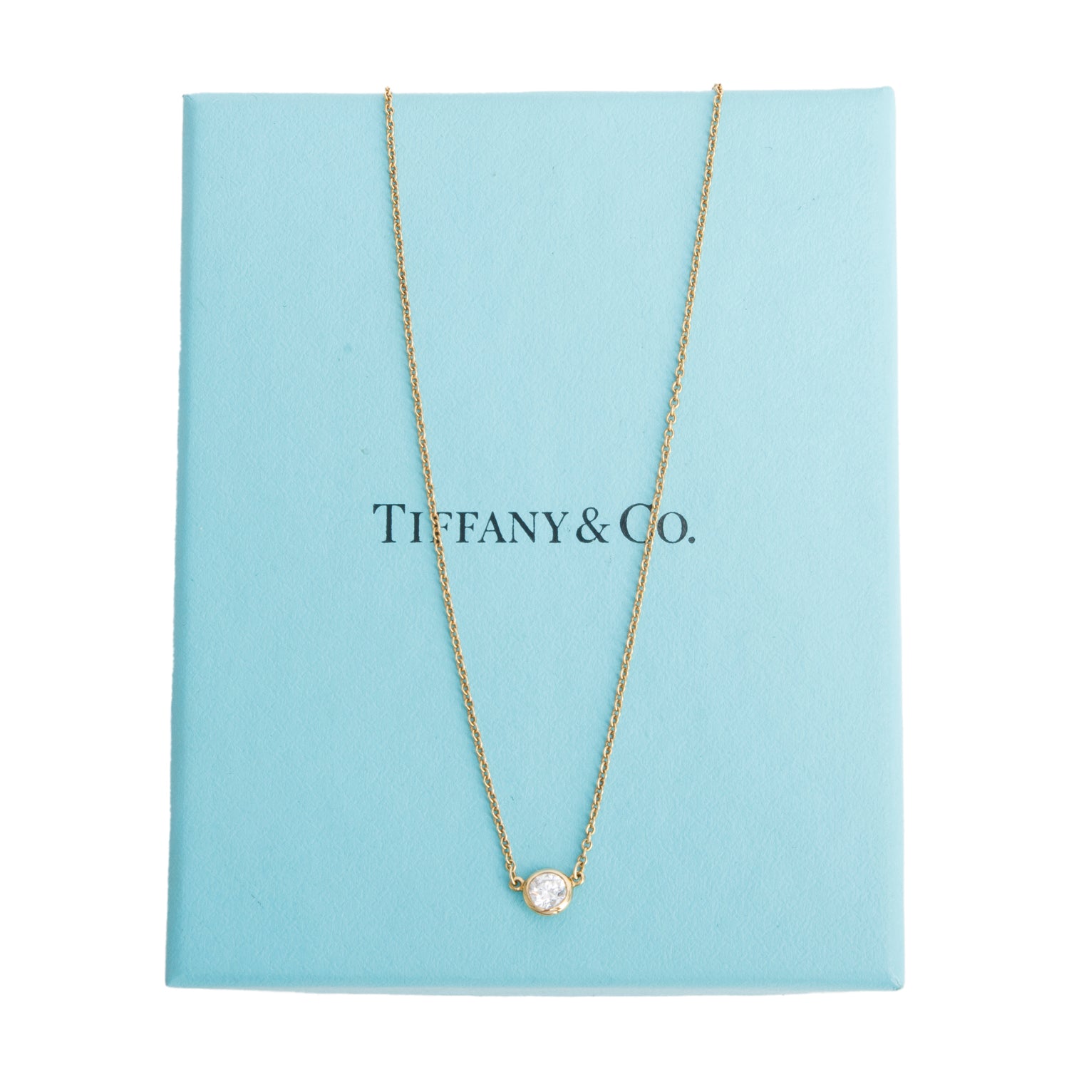Tiffany & Co. Elsa Peretti 18k Yellow Gold  0.20 ct. Diamonds by the Yard Pendant Necklace w/ Box