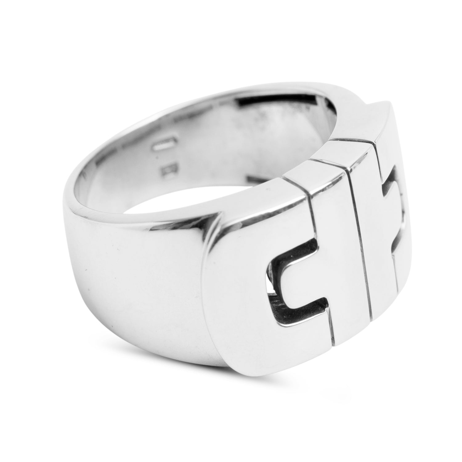 BVLGARI 18k White Gold Parentesi Band Ring, Size 9 w/ Box