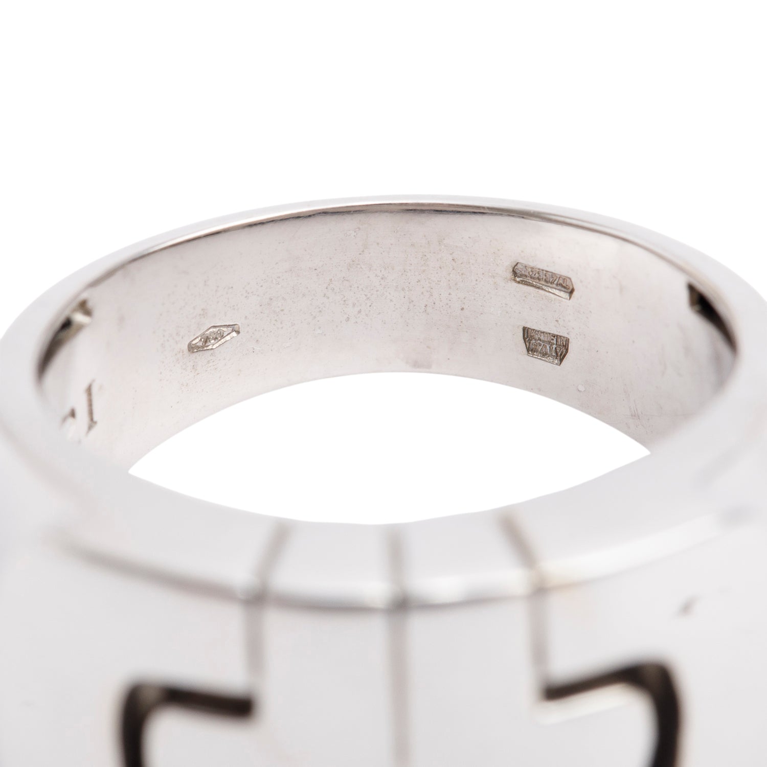 BVLGARI 18k White Gold Parentesi Band Ring, Size 9 w/ Box