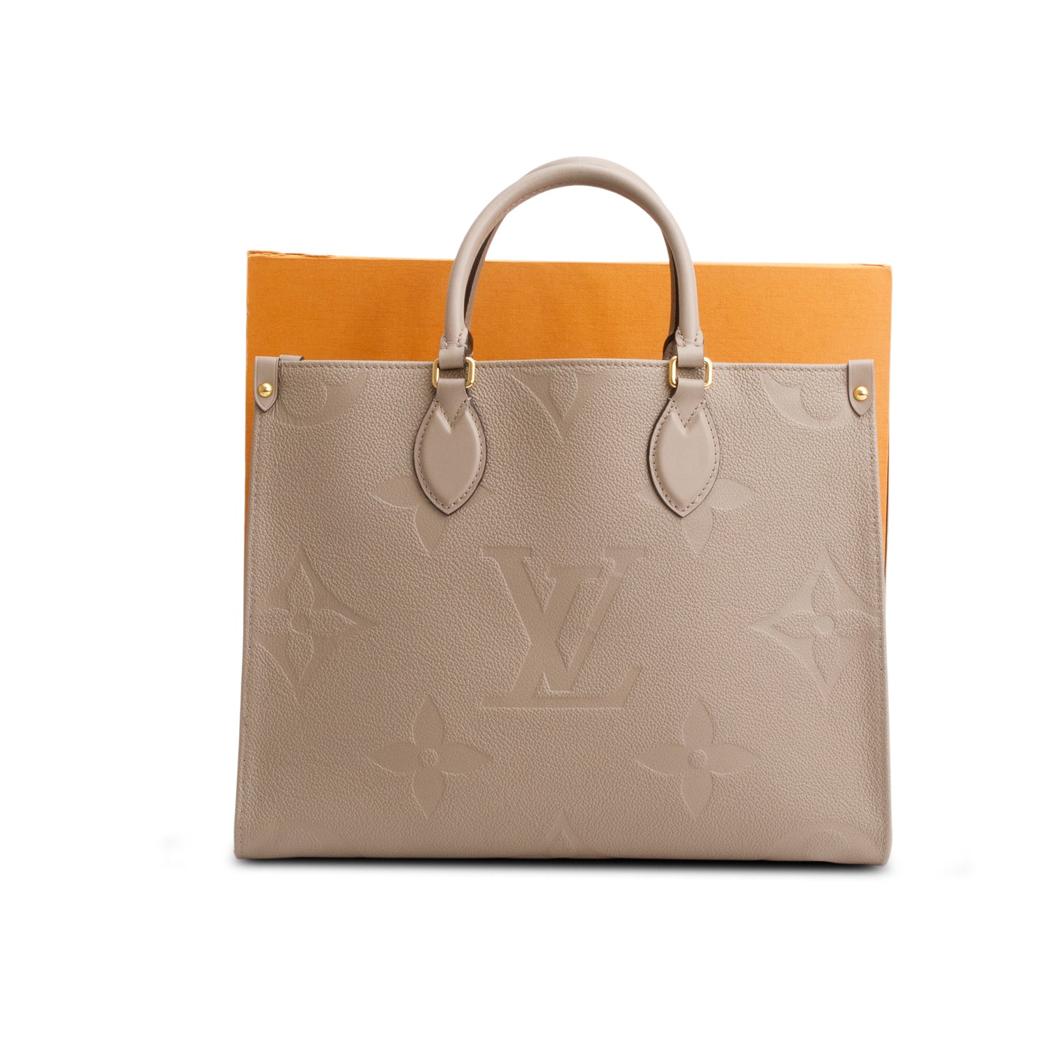 Louis Vuitton Turtledove Monogram Empreinte Giant OnTheGo MM w/ Box