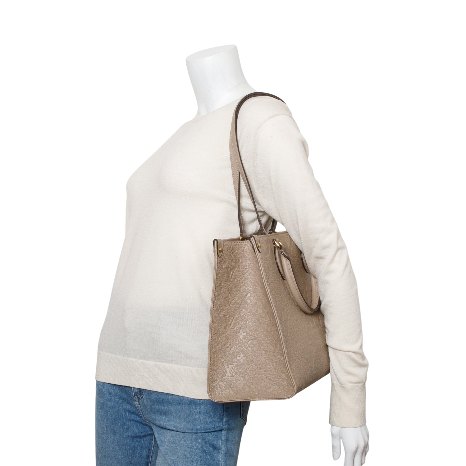 Louis Vuitton Turtledove Monogram Empreinte Giant OnTheGo MM w/ Box