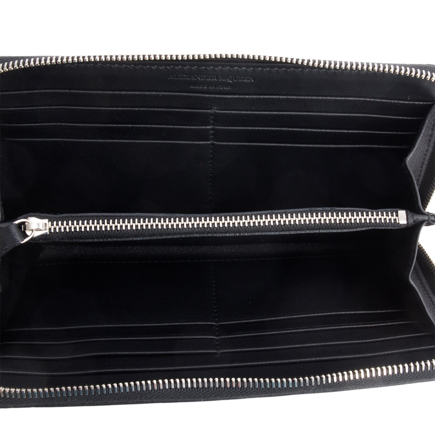 Alexander Mcqueen Black Croc Embossed Continental Zip Wallet w/ Box