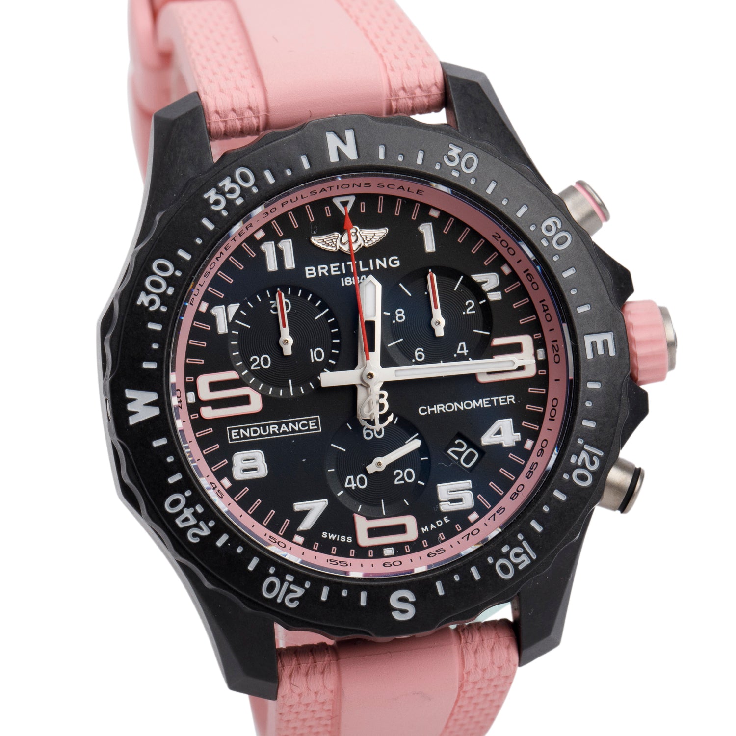 Breitling Breitlight Black Polymer Endurance Pro 38 MM Watch Pink X83310 w/ Box & Papers