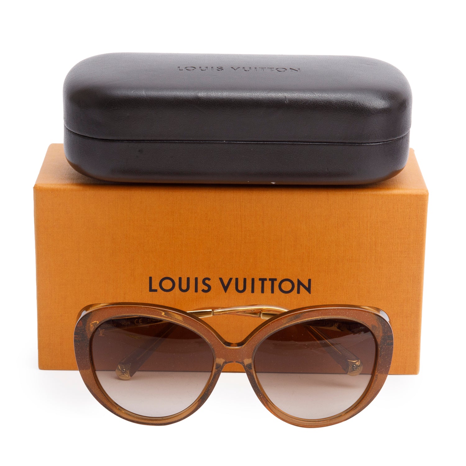 Louis Vuitton Z0800W Brown Glitter Round Sunglasses w/ Box & Case