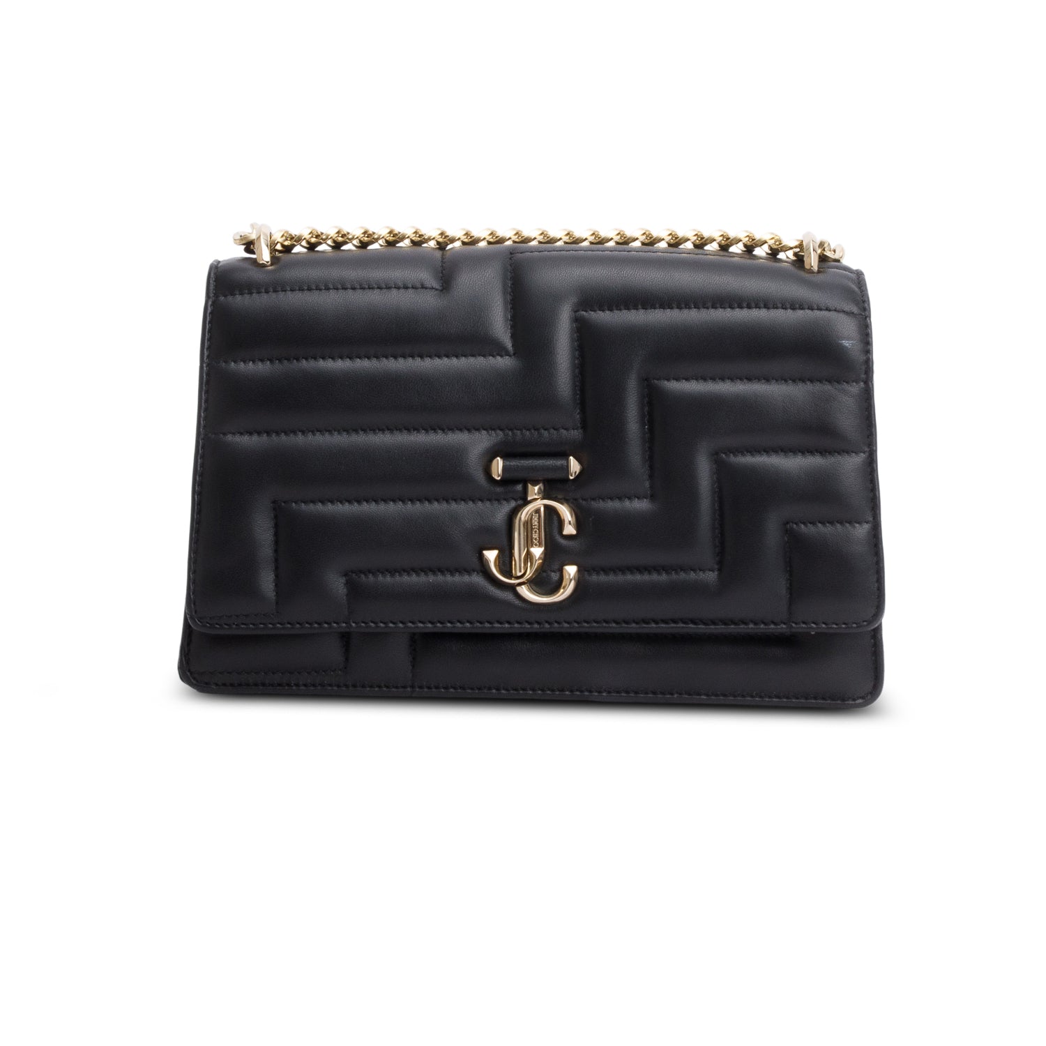 Jimmy Choo Black Quilted Nappa Leather Avenue Shoulder Bag w/ Authenticity Card