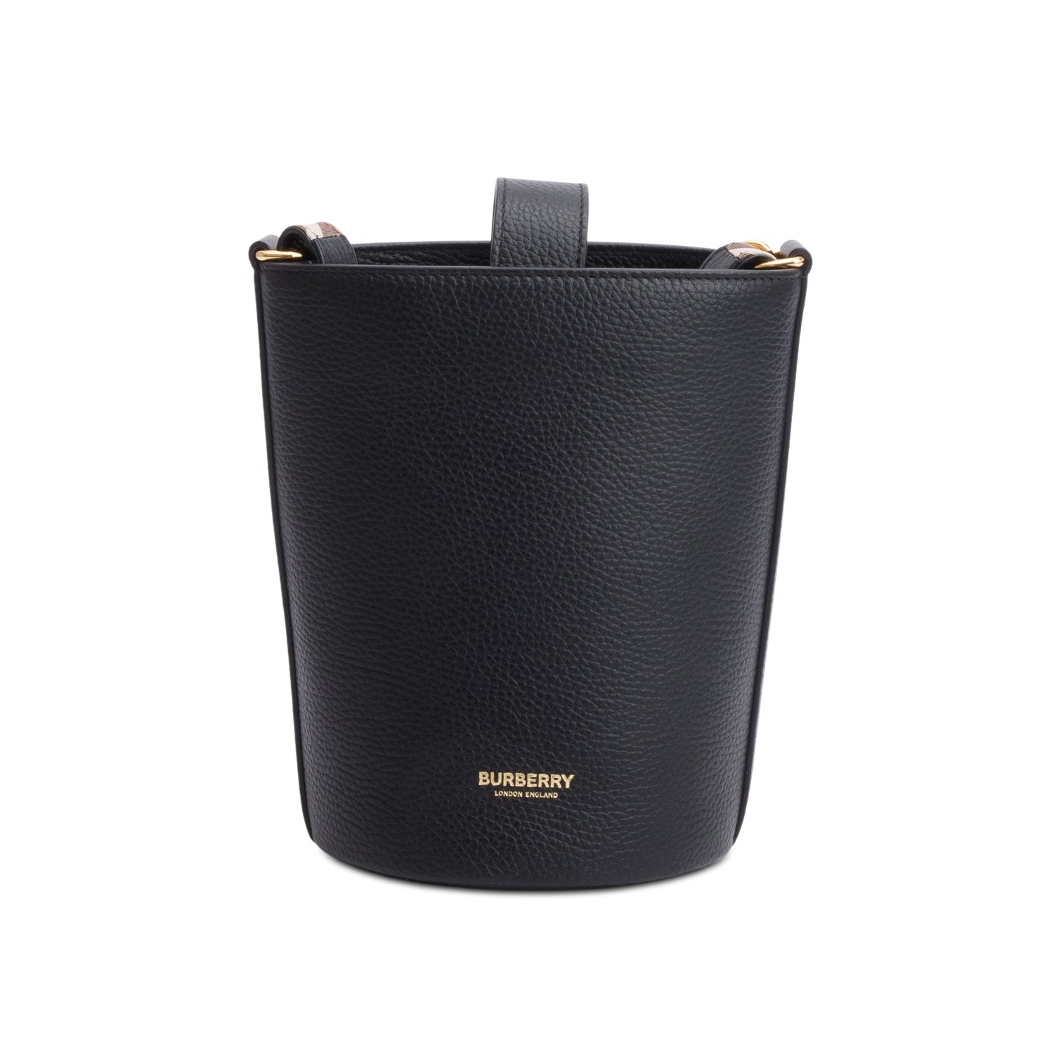 Burberry Black Grainy Leather Small Bucket Bag w/ Strap