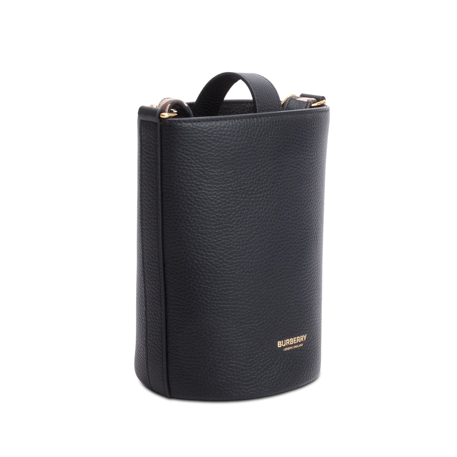 Burberry Black Grainy Leather Small Bucket Bag w/ Strap