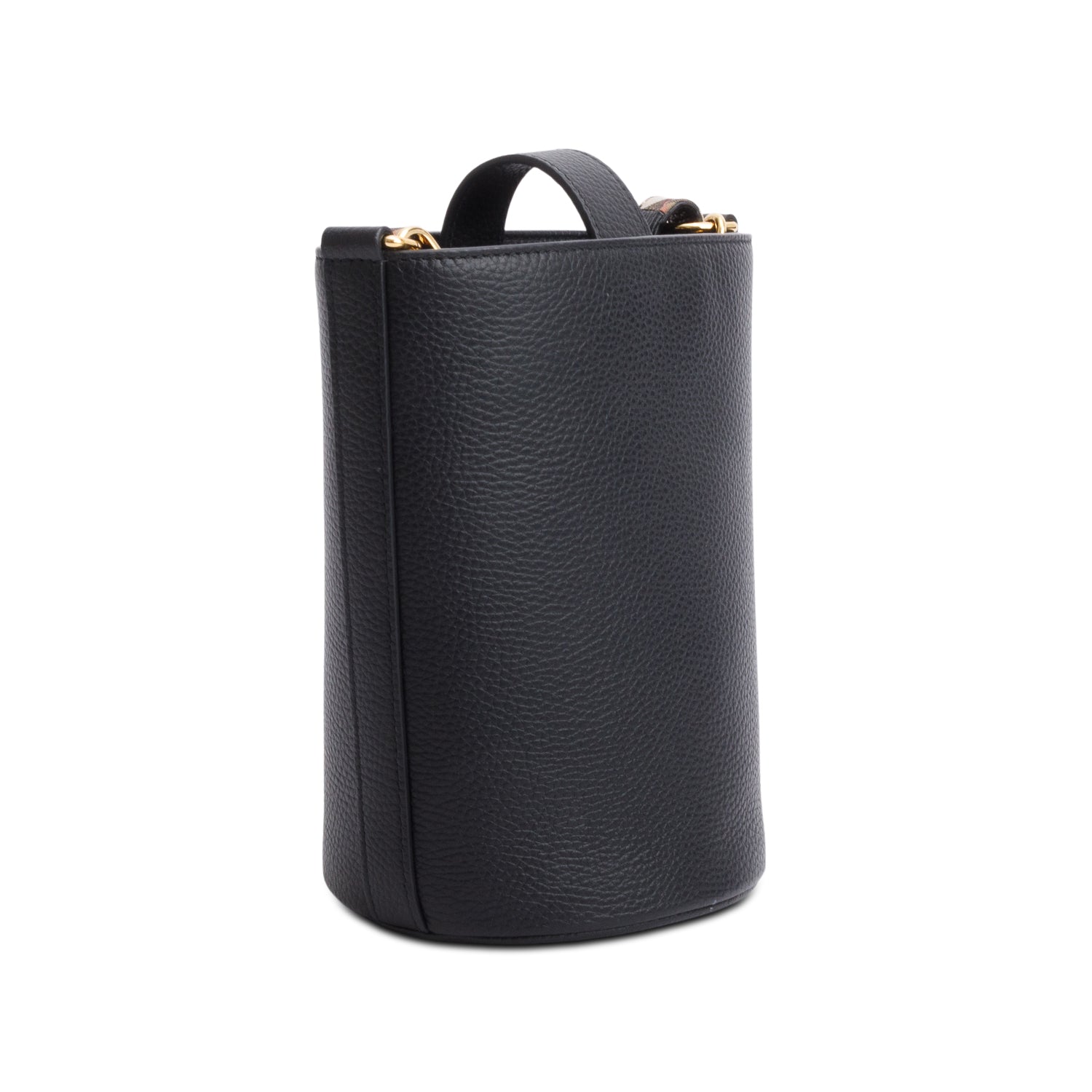 Burberry Black Grainy Leather Small Bucket Bag w/ Strap