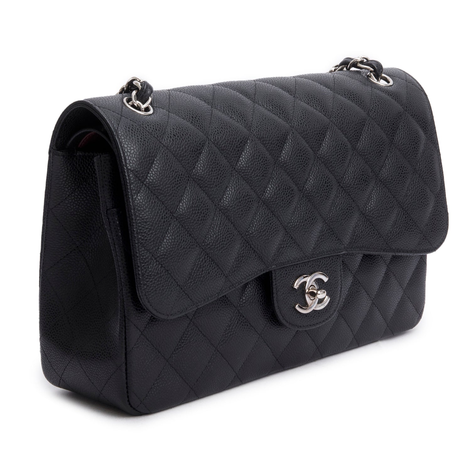 Chanel Black Caviar Jumbo Classic Double Flap Bag w/ Box, Authenticity Card & Receipt