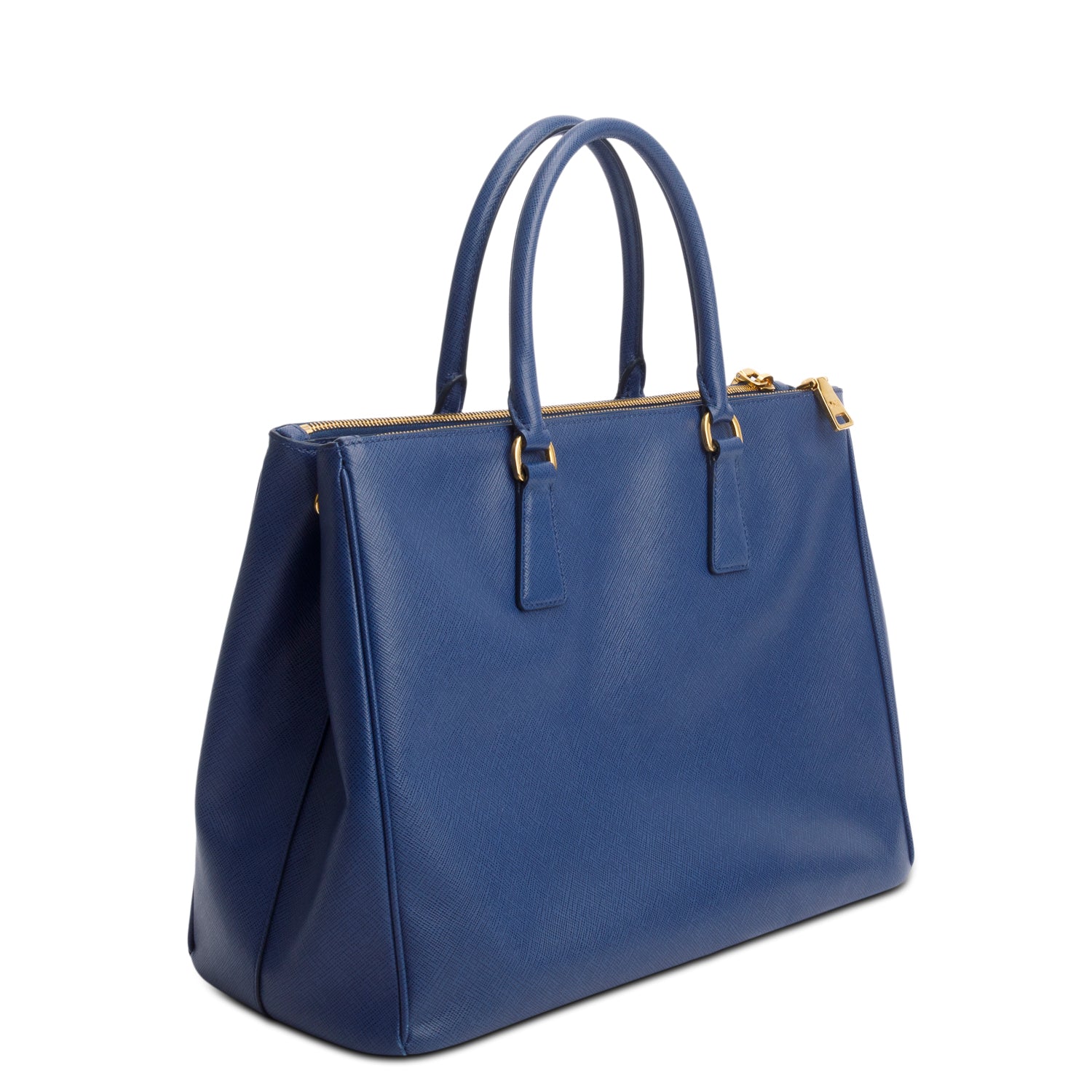 Prada Blue Saffiano Lux Large Double Zip Galleria Tote w/ Box & Authenticity Card