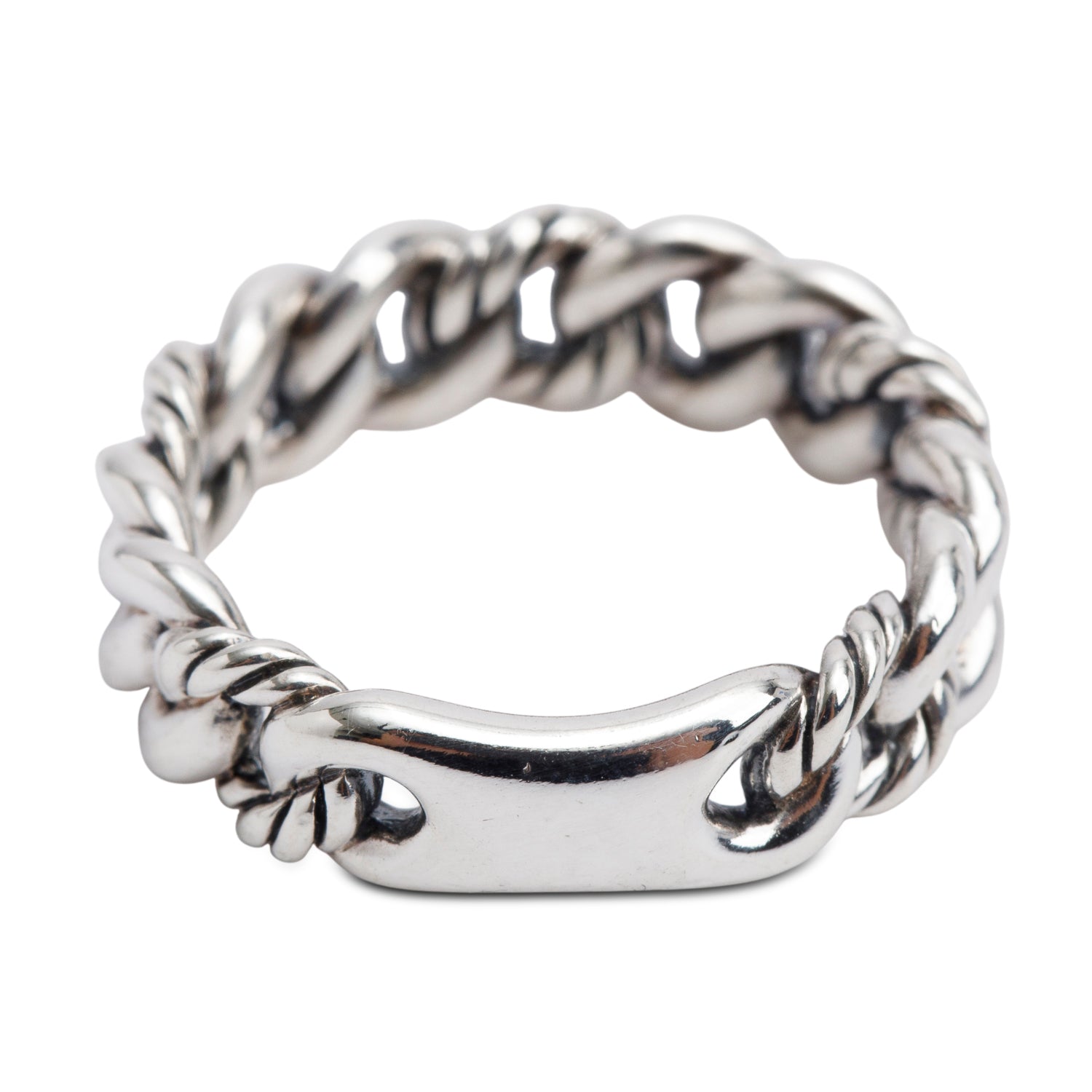 David Yurman Sterling Silver Belmont Curb Link 5 MM Band Ring, Size 5 w/ Box