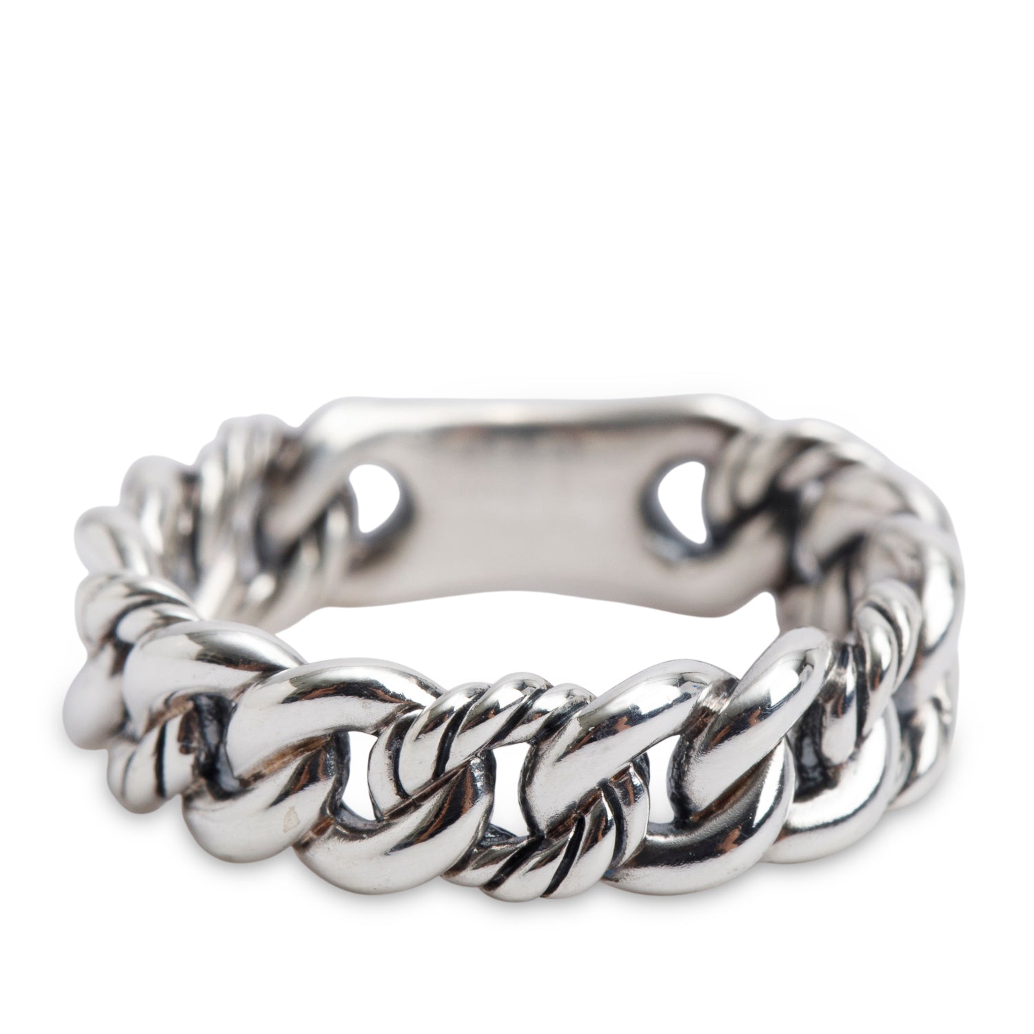 David Yurman Sterling Silver Belmont Curb Link 5 MM Band Ring, Size 5 w/ Box